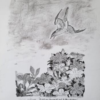 Drawing titled "Colibri au Japon" by Stefan, Original Artwork, Pencil