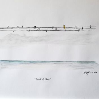 Tekening getiteld "Sound of silence" door Stefan, Origineel Kunstwerk, Inkt