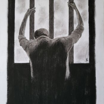 Tekening getiteld "Le prisonnier" door Stefan, Origineel Kunstwerk, Pastel