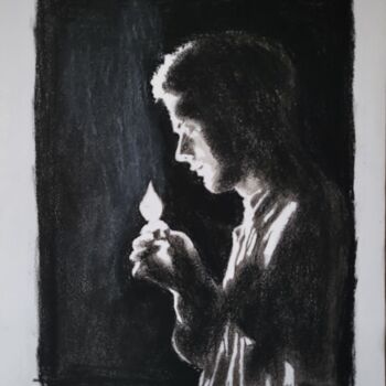 Рисунок под названием "La prière" - Stefan, Подлинное произведение искусства, Пастель
