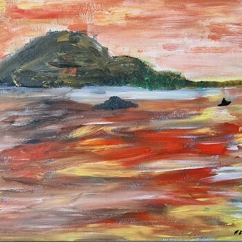 Malerei mit dem Titel "Die kleine Insel" von Stefan Frische, Original-Kunstwerk, Öl