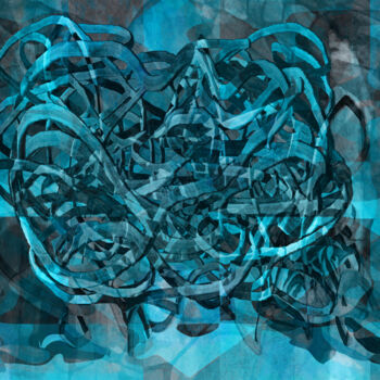Arts numériques intitulée "Abstraktion in Blau" par Stefan Fuchs, Œuvre d'art originale, Peinture numérique