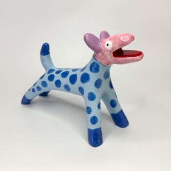 Sculpture titled "Barking Puppy" by Stefan Mager, Original Artwork, Ceramics