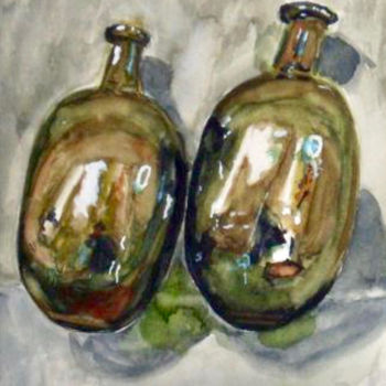 Painting titled "Glass bottles" by Monica Bjurling, Original Artwork