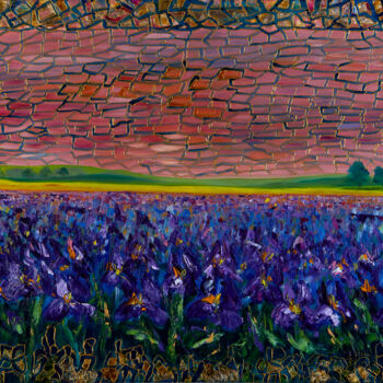 Painting titled "Iris, la fioritura" by Stefania Pinci, Original Artwork, Oil