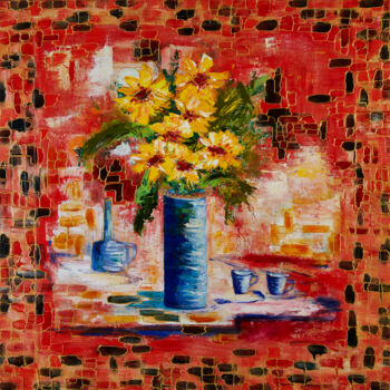 Peinture intitulée "Vaso con fiori" par Stefania Pinci, Œuvre d'art originale, Acrylique