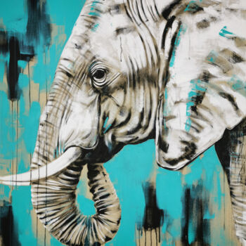 Картина под названием "ELEPHANT #22 - SERI…" - Stefanie Rogge, Подлинное произведение искусства, Акрил Установлен на Деревян…