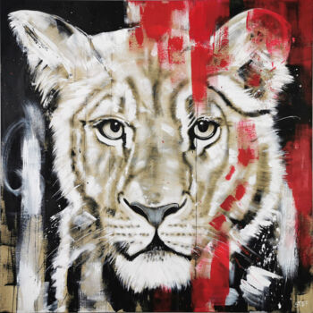 Pittura intitolato "BIG CAT - LIONESS #…" da Stefanie Rogge, Opera d'arte originale, Acrilico Montato su Telaio per barella…