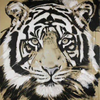 「BIG CAT - TIGER #5」というタイトルの絵画 Stefanie Roggeによって, オリジナルのアートワーク, アクリル