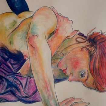 Painting titled "La modella di Schie…" by Stefano Di Marco, Original Artwork, Watercolor