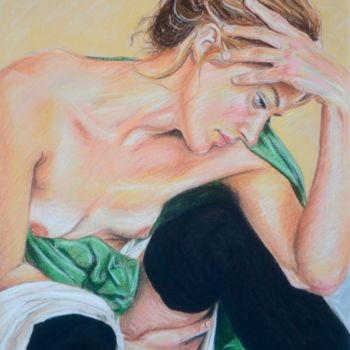 Painting titled "La modella di Schie…" by Stefano Di Marco, Original Artwork, Pastel