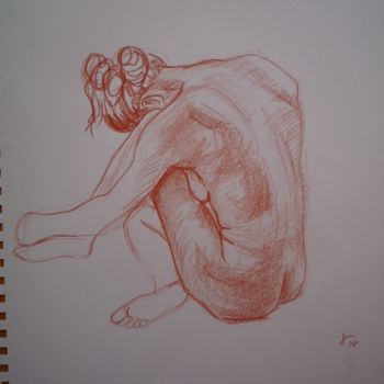 Drawing titled "Croquis 3" by Stefano Di Marco, Original Artwork, Charcoal