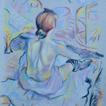 Рисунок под названием "Studio su Toulouse…" - Stefano Di Marco, Подлинное произведение искусства, Цветные карандаши