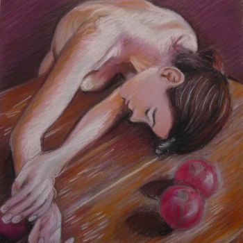 Malarstwo zatytułowany „Donna con mele grano” autorstwa Stefano Di Marco, Oryginalna praca, Pastel
