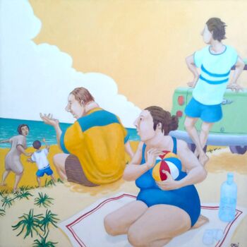 Painting titled "Domenica al mare di…" by Stefano Galli, Original Artwork, Acrylic