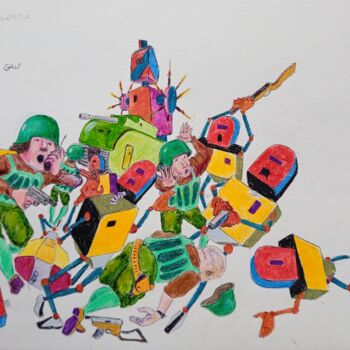 Tekening getiteld "guerra" door Stefano Galli, Origineel Kunstwerk, Pastel