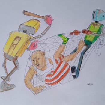 Zeichnungen mit dem Titel "Catturato" von Stefano Galli, Original-Kunstwerk, Pastell