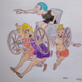 Disegno intitolato "il carro" da Stefano Galli, Opera d'arte originale, Pastello