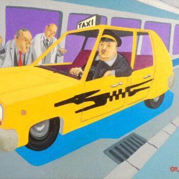 Painting titled "Il taxista" by Stefano Galli, Original Artwork, Acrylic