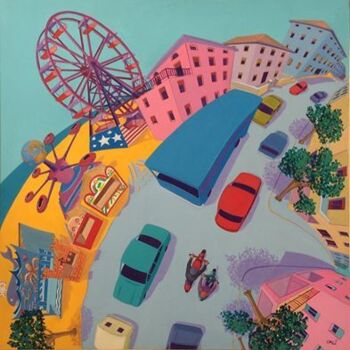 Malarstwo zatytułowany „Luna park sulla spi…” autorstwa Stefano Galli, Oryginalna praca, Akryl