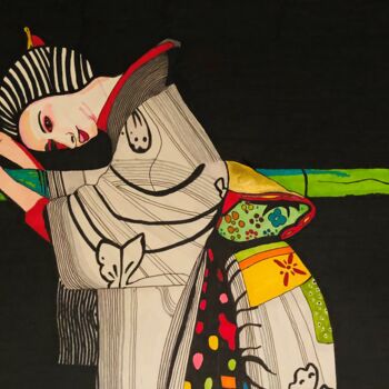 Painting titled "Geisha Memories" by Stefano Lusvardi (Ludwig), Original Artwork, Marker