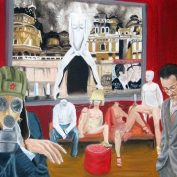 Peinture intitulée "Al bar del DECA DAN…" par Stefano Davidson, Œuvre d'art originale