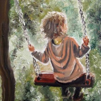 Pittura intitolato "L'altalena nel bosco" da Stefano Davidson, Opera d'arte originale