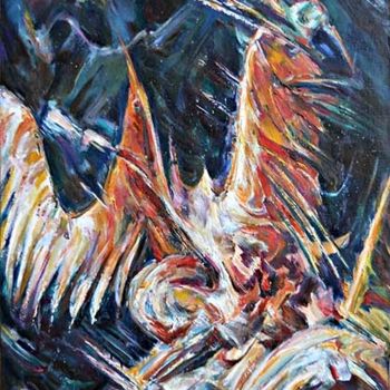 Painting titled "Firebird III" by Stefano Popovski, Original Artwork, Oil