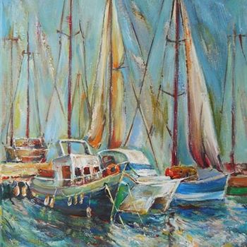 Painting titled "Castellon, the port" by Stefano Popovski, Original Artwork, Oil