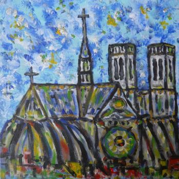 Schilderij getiteld "Notre Dame" door Stefan Schift, Origineel Kunstwerk, Acryl