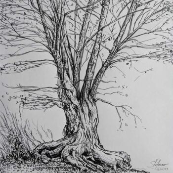 Рисунок под названием "L'arbre" - Stéfarno, Подлинное произведение искусства, Маркер Установлен на картон