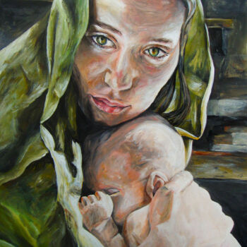 Painting titled "Mother's Day" by Stefi Ash, Original Artwork, Acrylic Mounted on Wood Stretcher frame