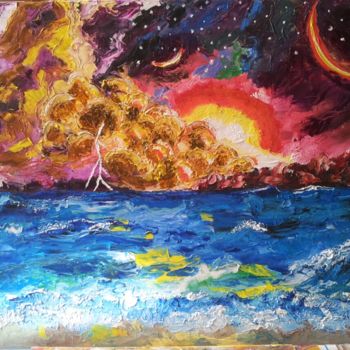 Painting titled "Tempesta in mare" by Stefka Hristova, Original Artwork