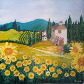 Painting titled "Estate Toscano" by Stefka Hristova, Original Artwork, Oil