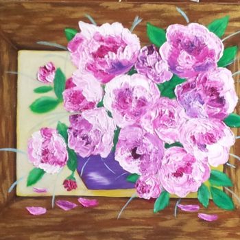Painting titled "Rose rosse per te" by Stefka Hristova, Original Artwork, Oil