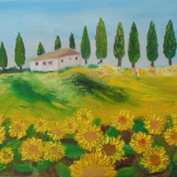 Painting titled "Toscana" by Stefka Hristova, Original Artwork, Oil