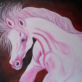 Malerei mit dem Titel "Cavallo rosa" von Stefka Hristova, Original-Kunstwerk, Öl