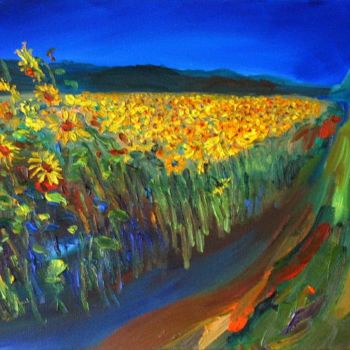 Pintura titulada "Sunflowers Field" por Klaus Steigner, Obra de arte original, Oleo