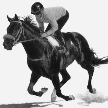 Dessin intitulée "Cavalo de corrida" par Talita Stein, Œuvre d'art originale, Graphite
