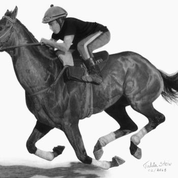 Dibujo titulada "Cavalo de corrida II" por Talita Stein, Obra de arte original, Grafito
