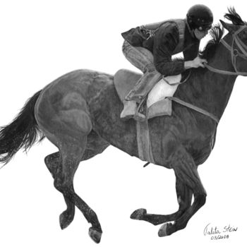 Disegno intitolato "Cavalo de corrida I…" da Talita Stein, Opera d'arte originale, Grafite