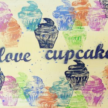 Malerei mit dem Titel "Cupcake love" von Best Arts, Original-Kunstwerk, Acryl