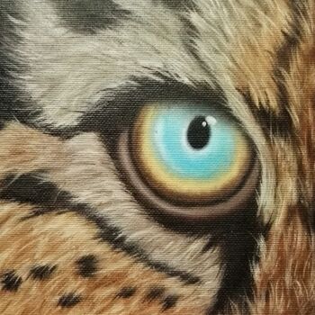 Peinture intitulée "oeil du tigre huile…" par Steivan Loundou, Œuvre d'art originale, Huile Monté sur Carton