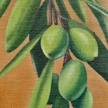 Peinture intitulée "les olives huile su…" par Steivan Loundou, Œuvre d'art originale, Huile Monté sur Carton