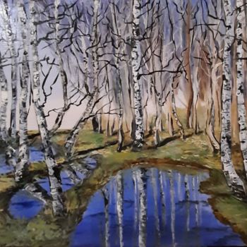 Картина под названием "Birch trees" - Svetlana Machulka, Подлинное произведение искусства, Масло