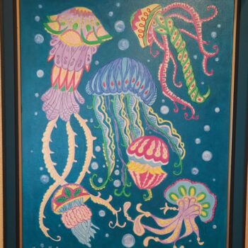 Картина под названием "Jellyfish" - Svetlana Machulka, Подлинное произведение искусства, Акрил Установлен на Деревянная рама…