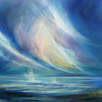 Painting titled "Windswept" by Stella Dunkley, Original Artwork, Oil Mounted on Wood Stretcher frame