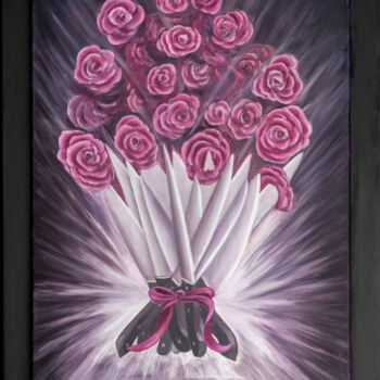 Painting titled "<<Bouquet of roses.…" by Stella Giagkouli, Original Artwork, Oil