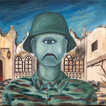 Peinture intitulée "<< The face of sadn…" par Stella Giagkouli, Œuvre d'art originale, Acrylique