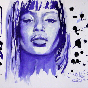 Painting titled "Naomi Campbell" by Stella Polare, Original Artwork, Ink